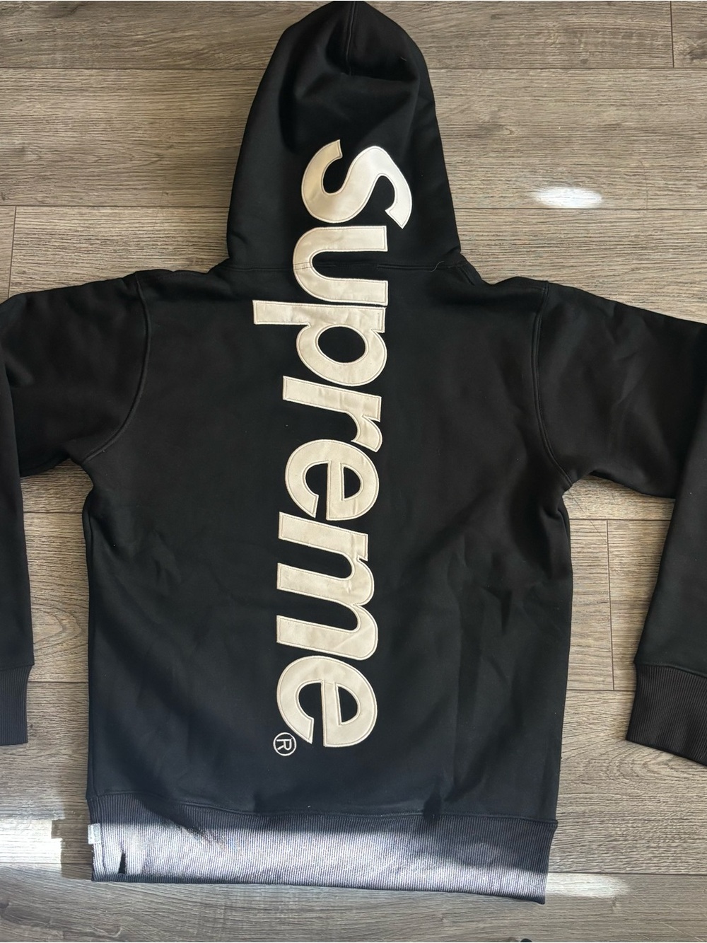 Supreme Black Hoodie with Vertical Logo